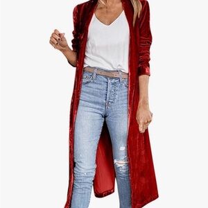 Red Velvet Longline Jacket